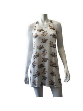 Hem & Thread White Floral Print Tunic Dress With Tie Side Detail